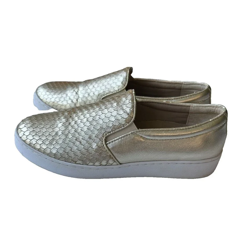 Vionic Midi Women Slip On Sneakers Champagne Gold Metallic Scales Comfort Size 8